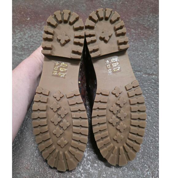 Madewell Boot Wren Painted Leopard Calf Hair Ankle Lace Up Women Size 6.5 MA484 - Picture 6 of 12